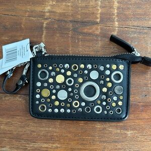 Calvin Klein Black Wristlet with Gold and Silver Accents